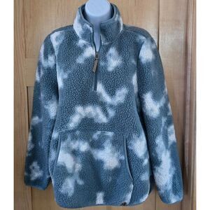 Sherpa Fleece Pullover Sweatshirt W Quarter Zip soft warm cottagecore fairycore